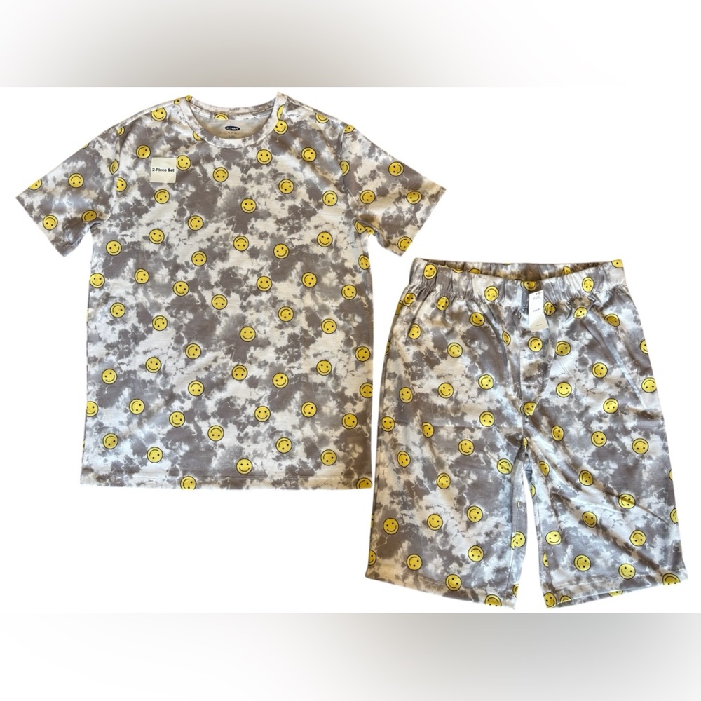 🆕 Old Navy Boys Smiley Yellow 2-Piece PJ Set Size XL(14-16) - Picture 6 of 8